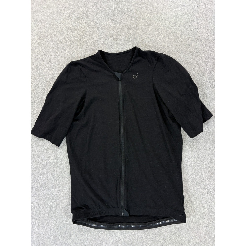 Velocio Merino Wool Blend Full Zip Cycling Jersey Mens Large Black Short Sleeve